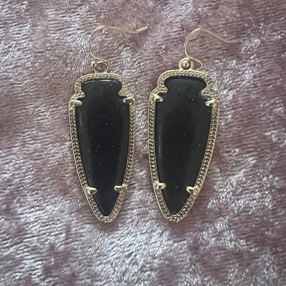 Kendra Scott Sky earrings in glittery blue gold tone with gold tone hardware